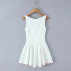 Minimalist Square Neck Sleeveless Mini Dress With High Waist