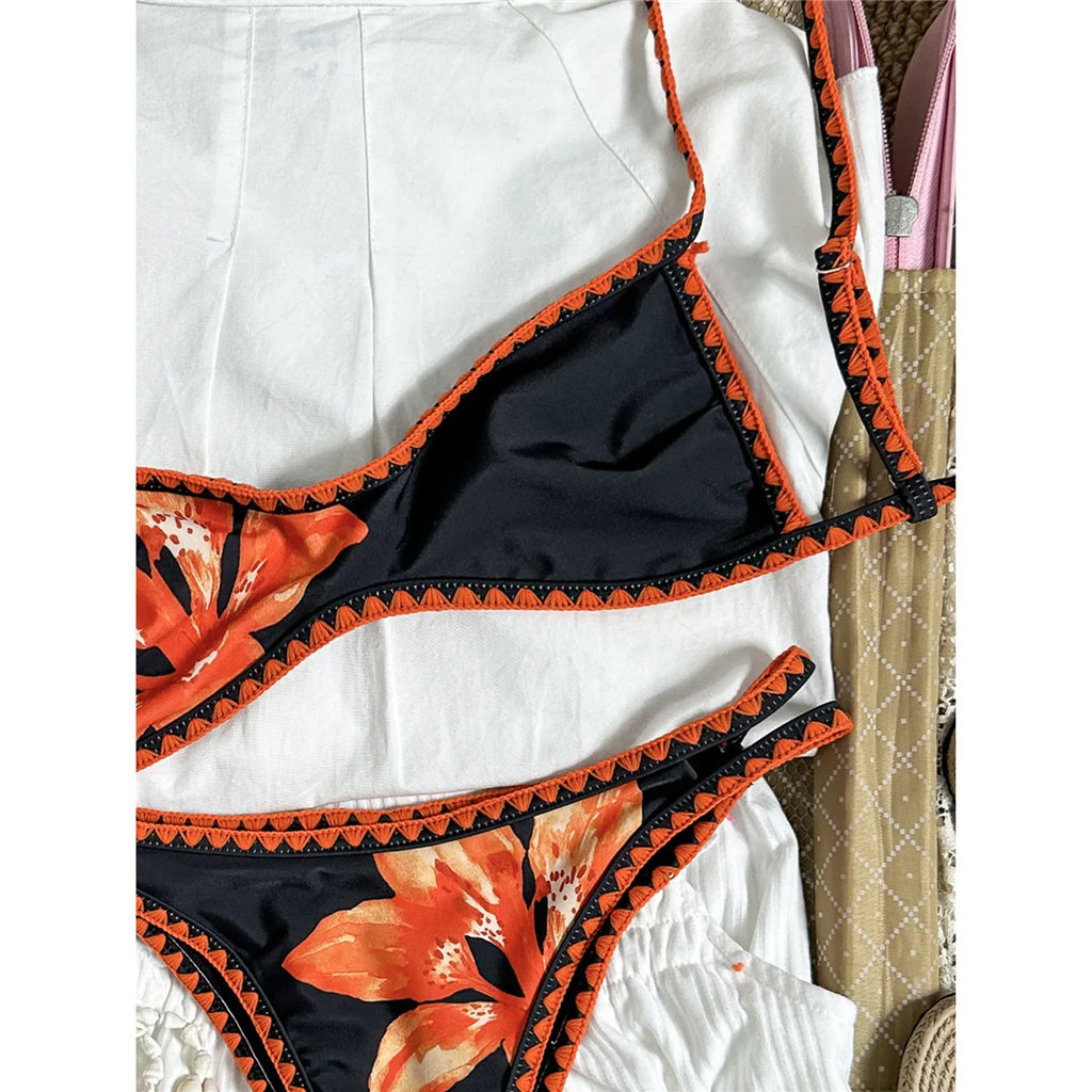 Floral Brazilian Bikini Set Two-Piece Swimsuit