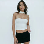 Strapless Cropped With Slim Fit Tube Halter Top