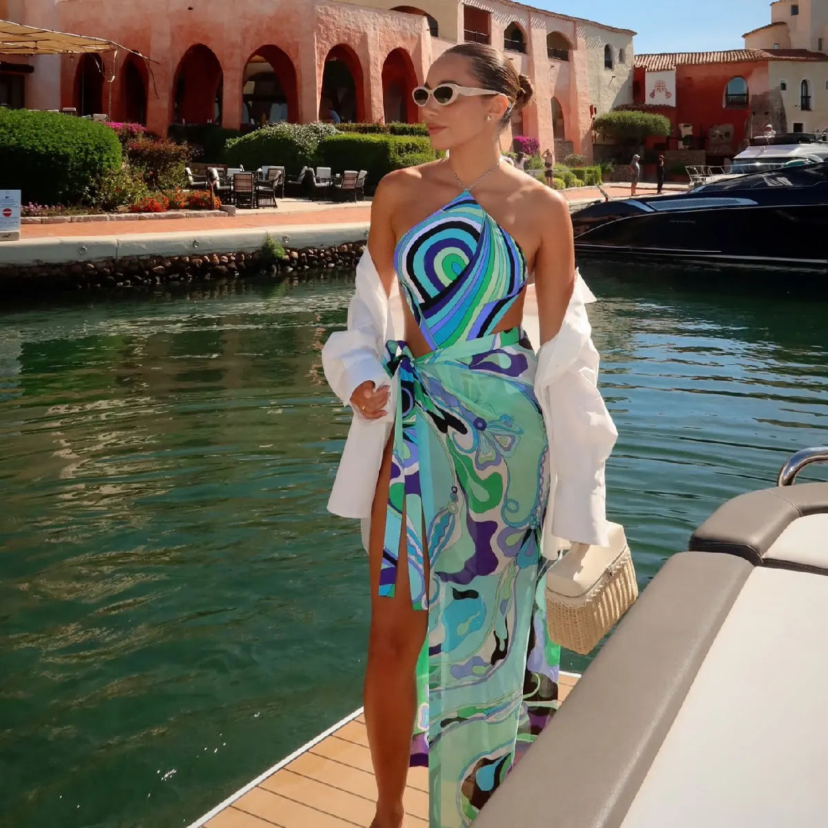 Halter One Piece Swimsuit With Skirt Monokini Vibe Allure