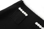 Black And White Skirt Set For Women With Elegant Contrast Design