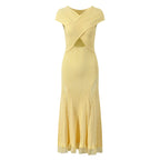 Lace Collar Splice Dress Slimming Fish Tail Gown