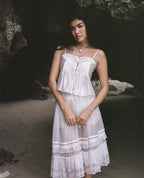 Lace Strap Boho Camisole Top Sheer Cotton Rayon Sleeveless