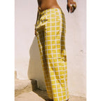 Striped Wide Leg Drawstring Pants With Pockets Elastic Waist Flared Baggy