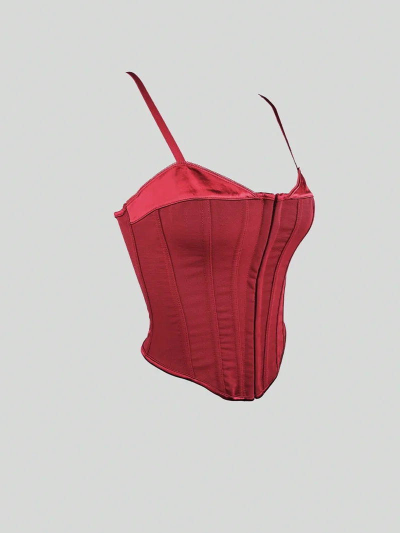 Sexy Lingerie Strapless Waist Cinched Tie Waist Shaper Front Button Design