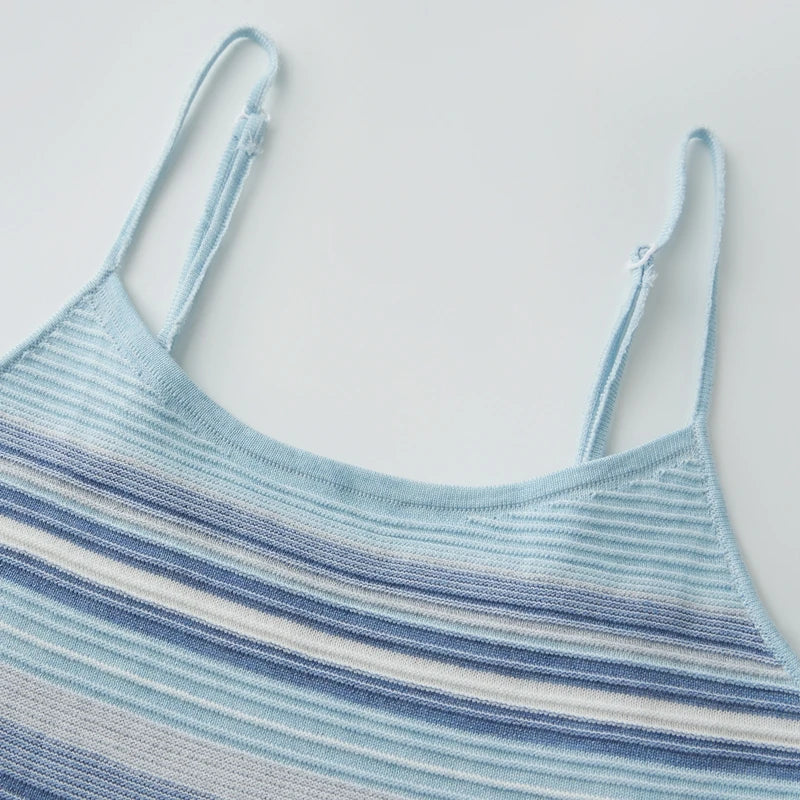 Striped Knitted Cami And Bodycon Mini Skirt Set