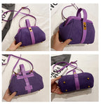 Luxe Faux Suede Frame Shoulder Bag With PU Accent Elegant Crossbody
