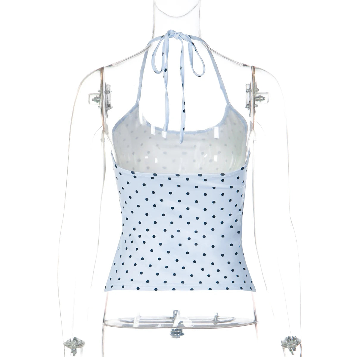 Polka Dot Halter Backless Crop Cami