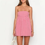 Gingham Plaid Cami Dress With Lace Trim Square Neck Open Back Party Mini Edition