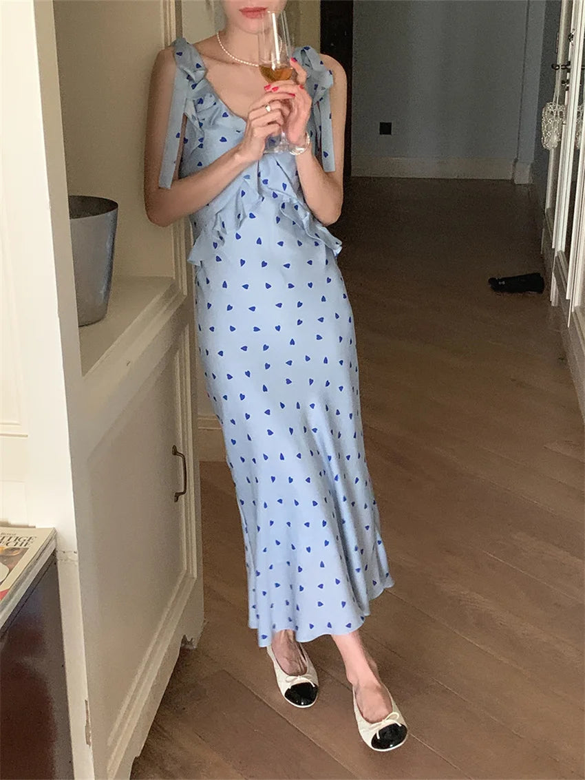 Allover Printed Dress With V Neckline Ruffles And Sleeveless Silhouette
