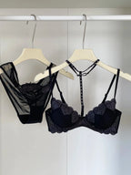 French Embroidered Romance Push Up Bra Set With Steel Ring Delicate Lace And Seductive Coverage
