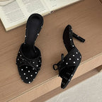 Silk Polka Dot Butterfly Knot Heels