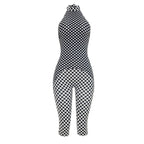 Polka Dot Halter Romper For Women Backless Sleeveless Slim Fit