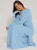 Ruched Maxi Dress For Women Chic Bodycon With Long Sleeves