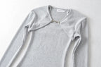 Crop T Shirt O neck Crop top Full Sleeve Chain Buckle Cape T-shirt Camis with Tee