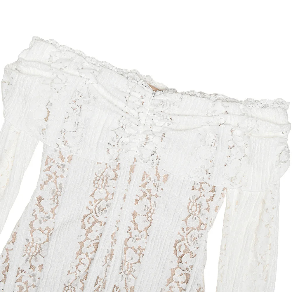 Lace Evening Dress Sleeve Elegant Party Gown