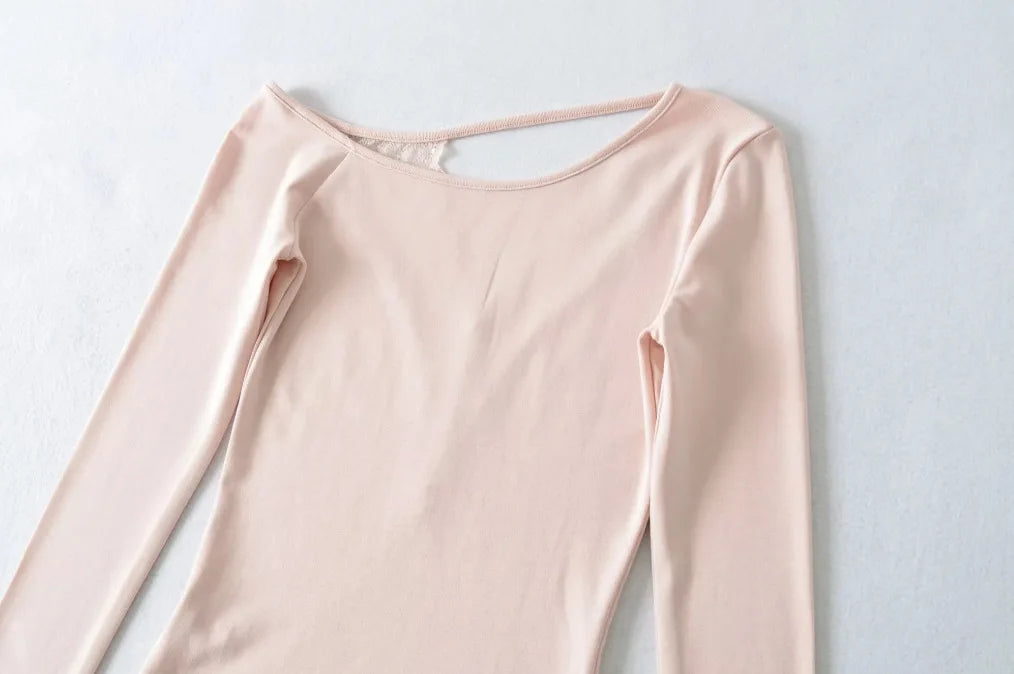 Soft Cotton Long Sleeve Lace Trim V Neck Top Feminine Style