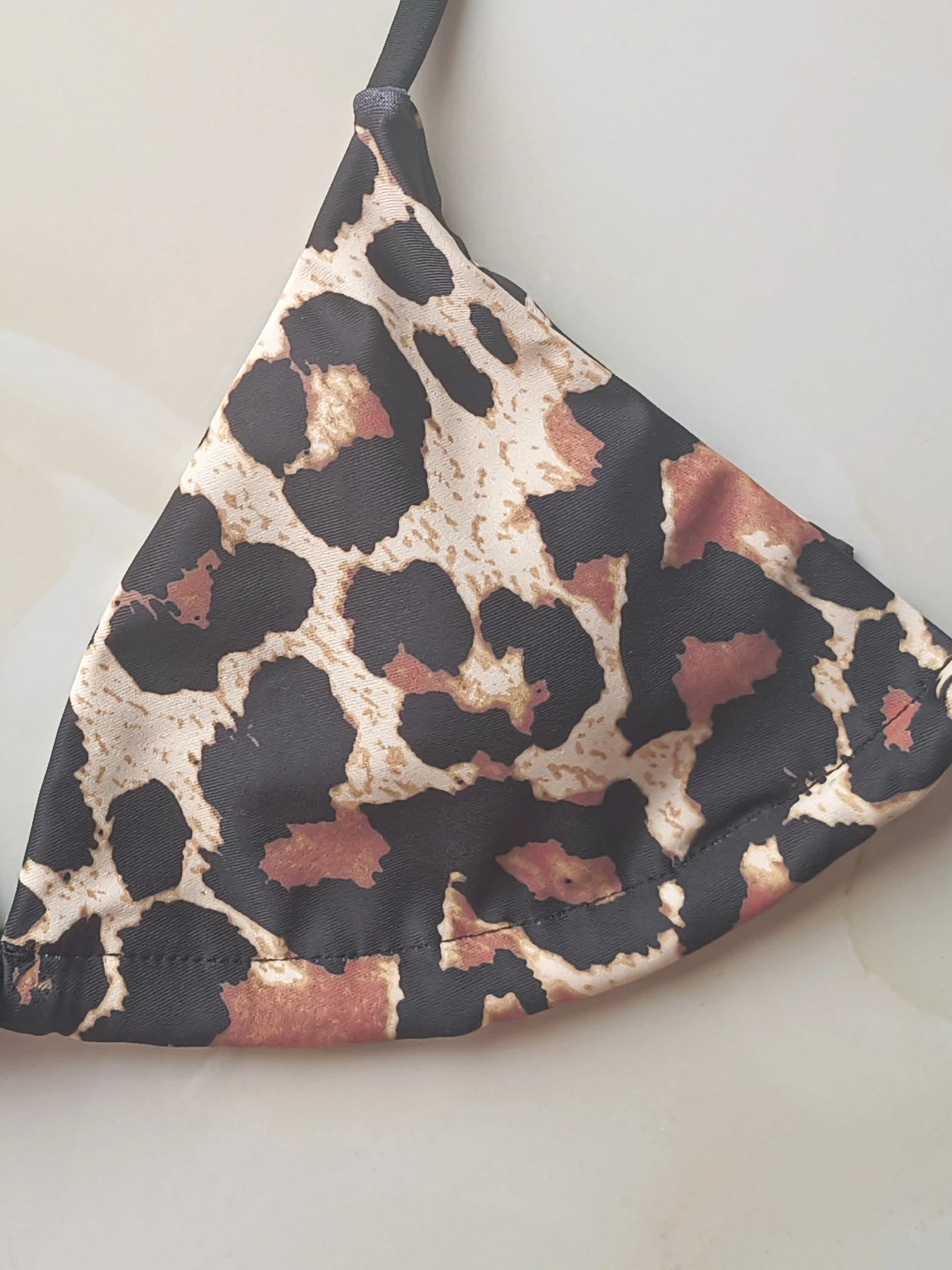 Leopard Lace Up Two Piece Bikini Set With High Waist Bottom And Padded Triangle Top For Sunlit Beaches