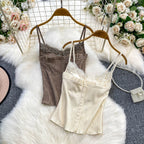 Sexy Basic Knit Lace Crop Top