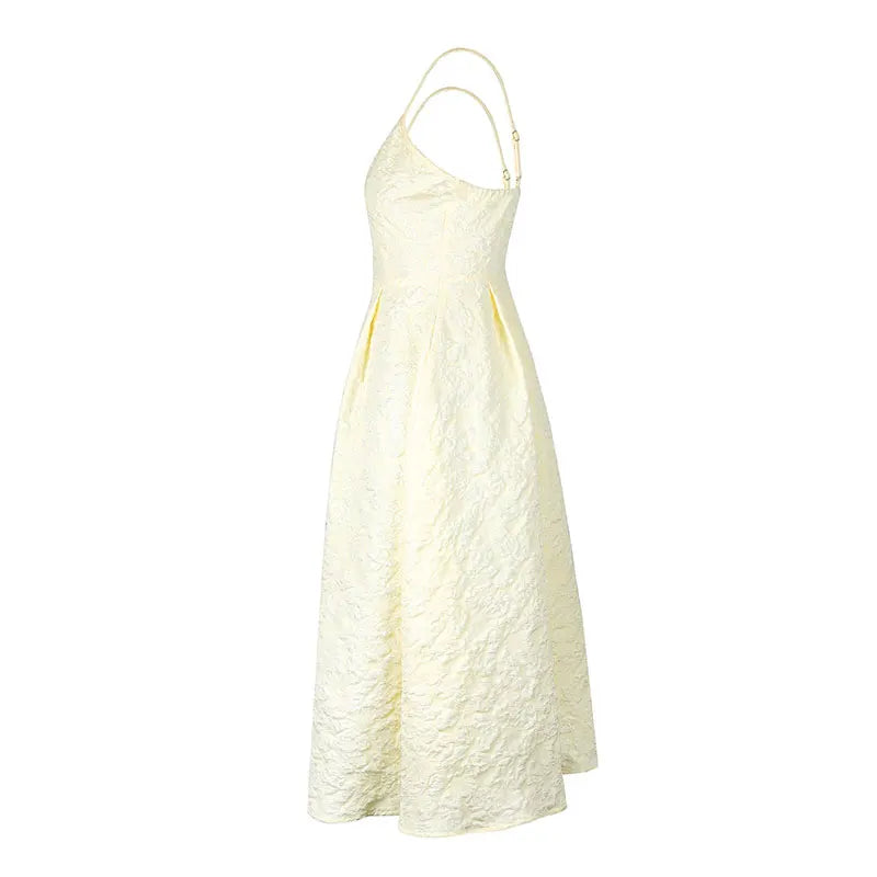 Backless O Neck Sling Maxi Dress A Line Slim