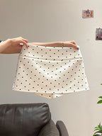 White Polka Dot Mini Skirt High Waist
