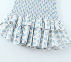 Flower Print Corset Ruched Elastic Body Sling Mini Square Collar Ruffles Hem Dress