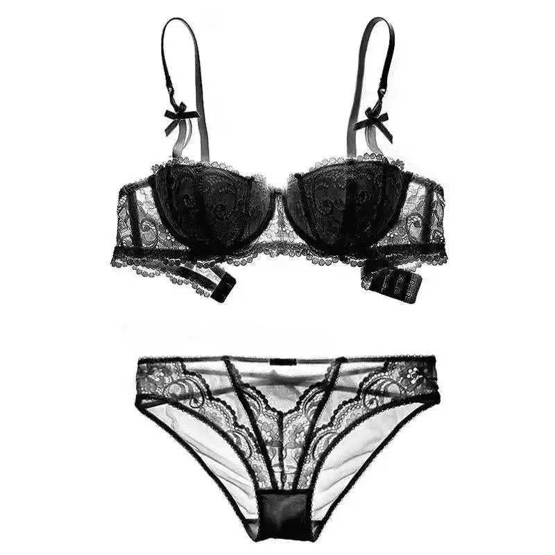 French Lace Half Cup Push Up Bra Ultra Thin Comfort With Minimalist Edge For Women