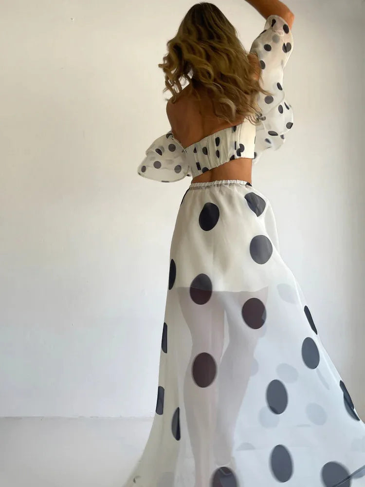 Sexy Print Asymmetrical Hem Long Skirt Set Fashionable Sleeveless Women's Polyester Fabric Casual Leisure Suit