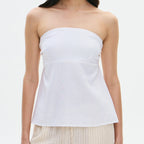 Strapless Peplum Top With Ruffle Hem Bandeau Backless