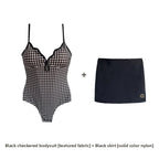 Women's Plaid One-Piece Swimsuit with Separate Two-Piece