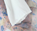 Gradient Floral Ruffles Chiffon Dress With V Neck Backless