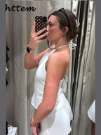Halter Top And Shorts Set With Backless