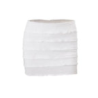 Elegant White Coords Set With Ruffled Trim Skirt And Long Sleeve Top
