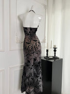Black Gothic Lace Evening Dress With Off Shoulder Silhouette Vintage Inspired Elegant Gown