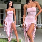 Tube Top Strapless Sexy Midi Dress