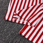 Red Striped Print Backless Halter Playsuit
