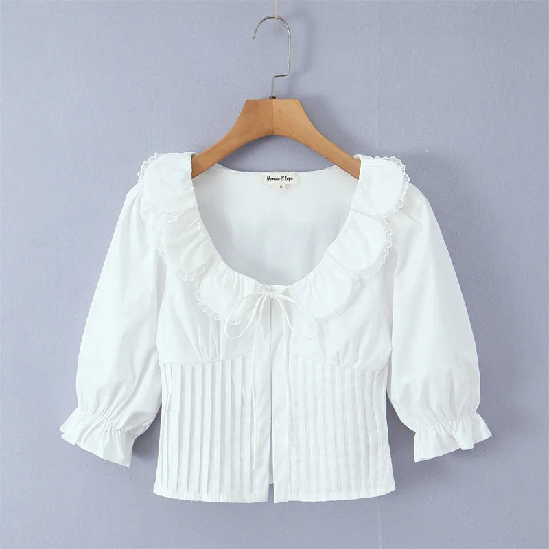 White Blouse With Peter Pan Collar Tie