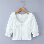 White Blouse With Peter Pan Collar Tie