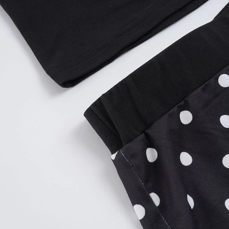 Cute Black Polka Dot Halter Two-piece Set Sexy Beachwear For Summer