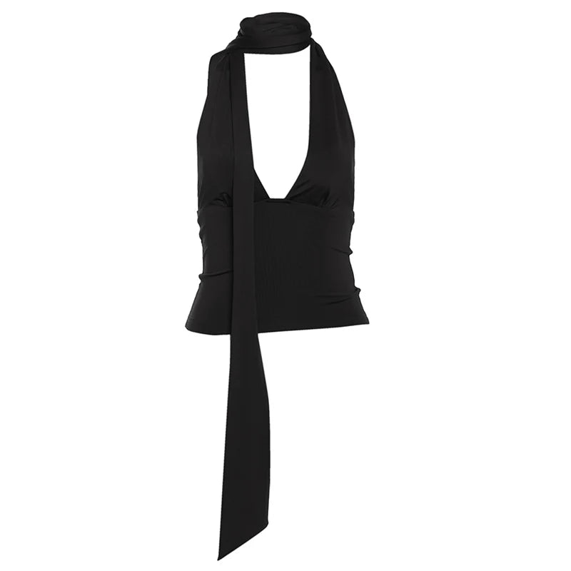 Spicy Flame Backless Vest With Deep V Neck For Versatile Style
