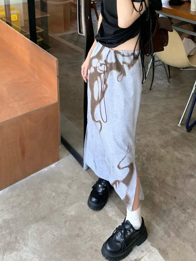 Moody Vintage Streetwear Grunge High Waist Skirt With Lace Up Detailing And Modern Vibe