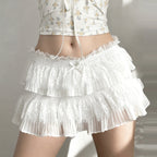 Lace Trim Knot High Waist Pleated Mini Skirt With Color Blocking Details For Seductive Style