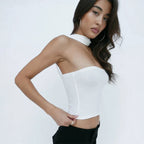 Strapless Cropped With Slim Fit Tube Halter Top