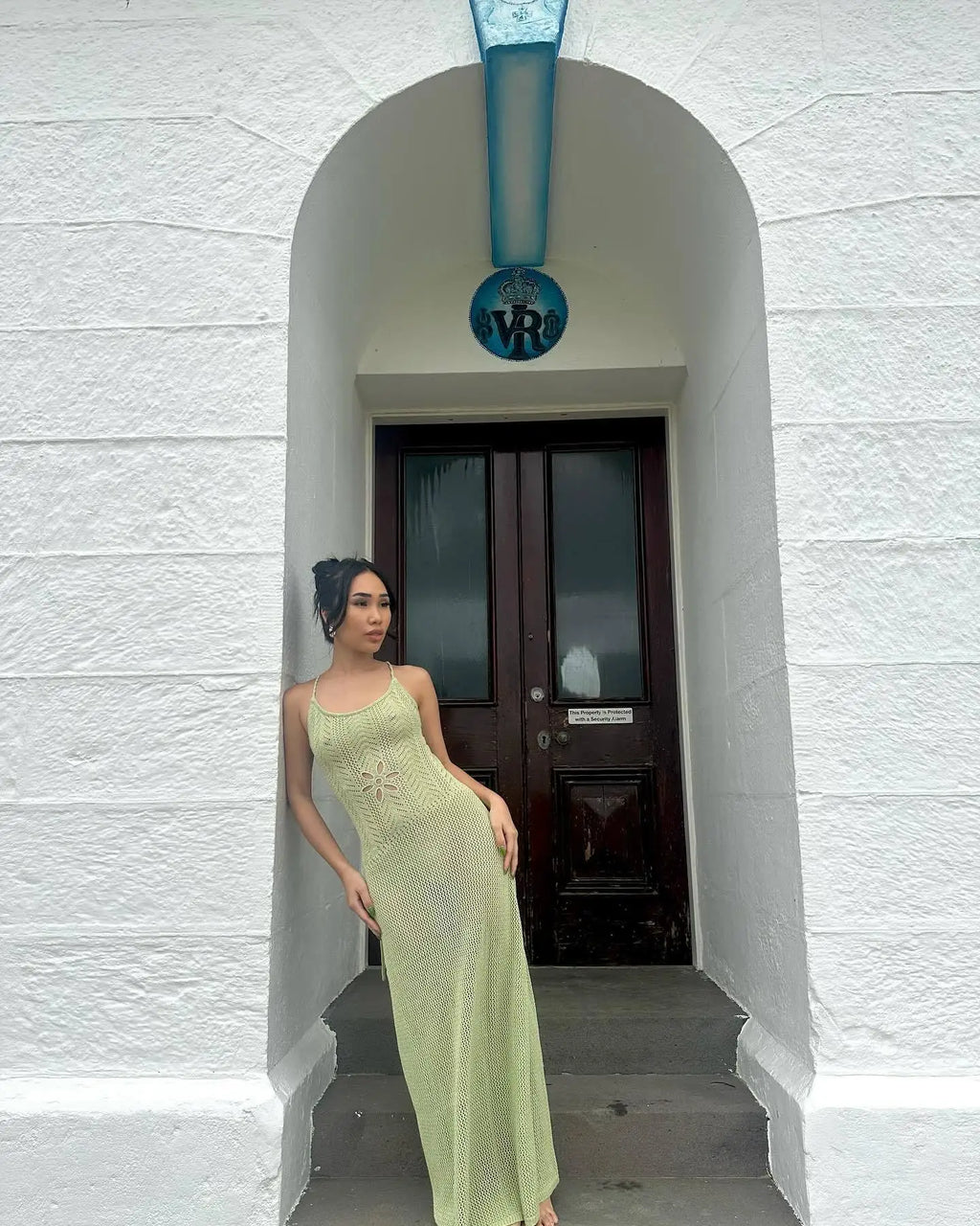 Floral Knit Strap Maxi Dress Backless Beach Cover Up For Summer Vacation And Resort Style