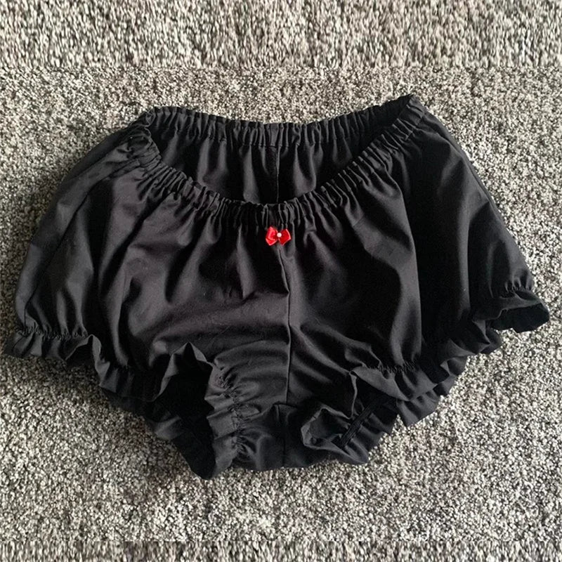 Cozy Kawaii Plaid Pajama Shorts With Elastic Waist Ruffle Trim