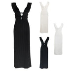 Knit Dress With Backless Hollow Out Lace Up Solid A Line Sleeveless