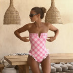 Bandage One Piece Swimsuit Women Swimwear Ruffle Bodysuit Monokini