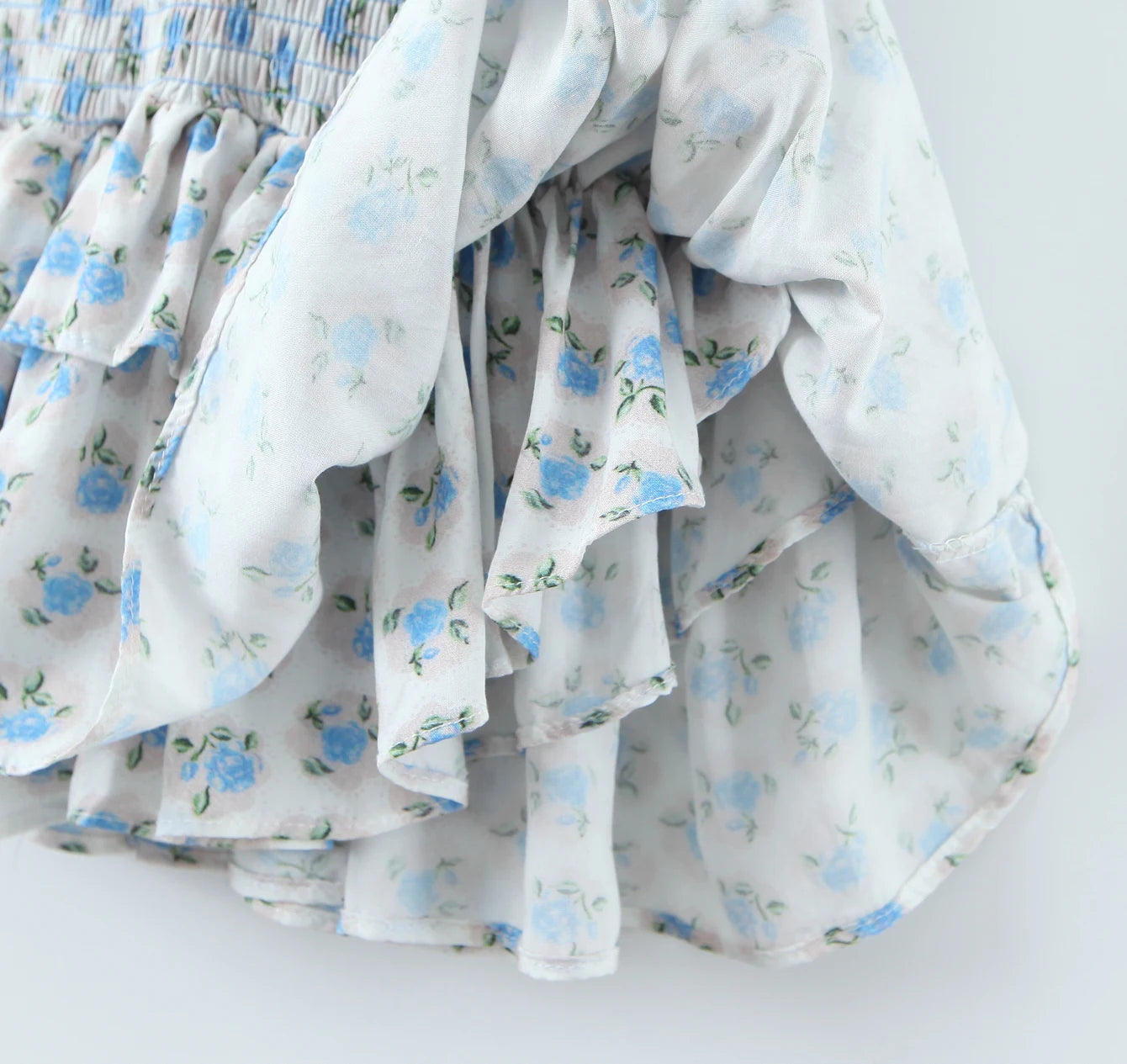 Flower Print Corset Ruched Elastic Body Sling Mini Square Collar Ruffles Hem Dress