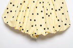 Yellow Polka Dot Two Piece Set With High-Neck Jacket And Balloon Shorts