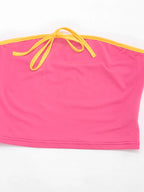 Retro Pink Two Piece Set For Women Tube Top And Capri Pants Summer Streetwear Lounge Set